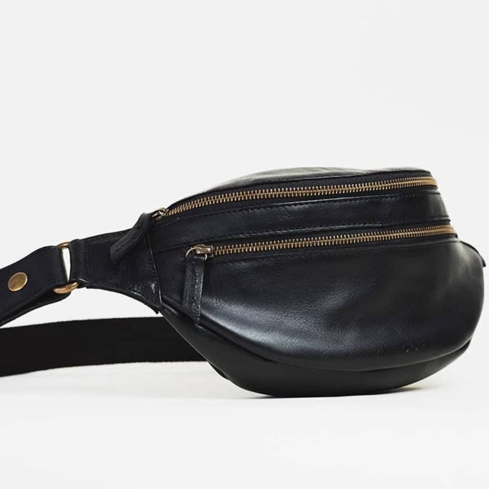 Kelly Moore Bag—Full-Grain Leather Bum Bag/Fanny Pack in Black